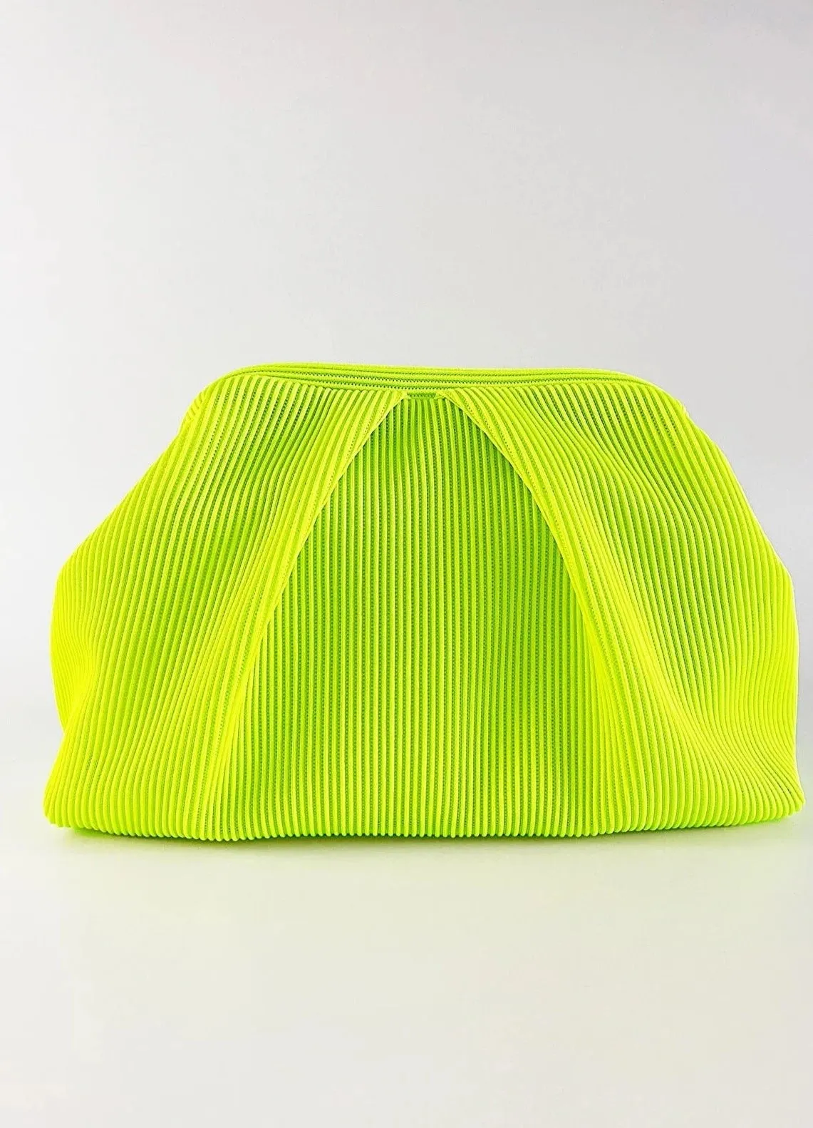 Elegant Neon Green Pleated Clutch Handbag