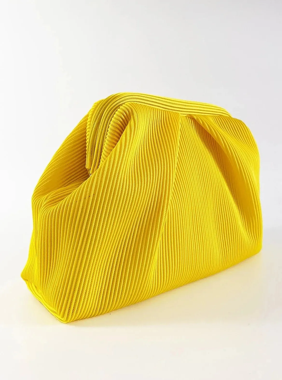 Elegant Neon Green Pleated Clutch Handbag
