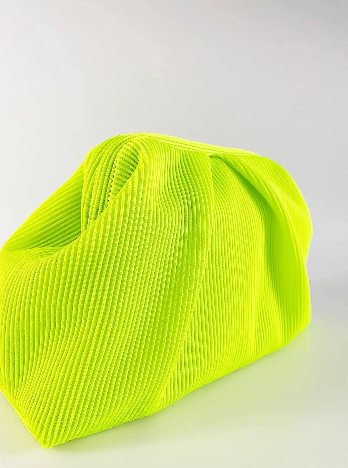 Elegant Neon Green Pleated Clutch Handbag