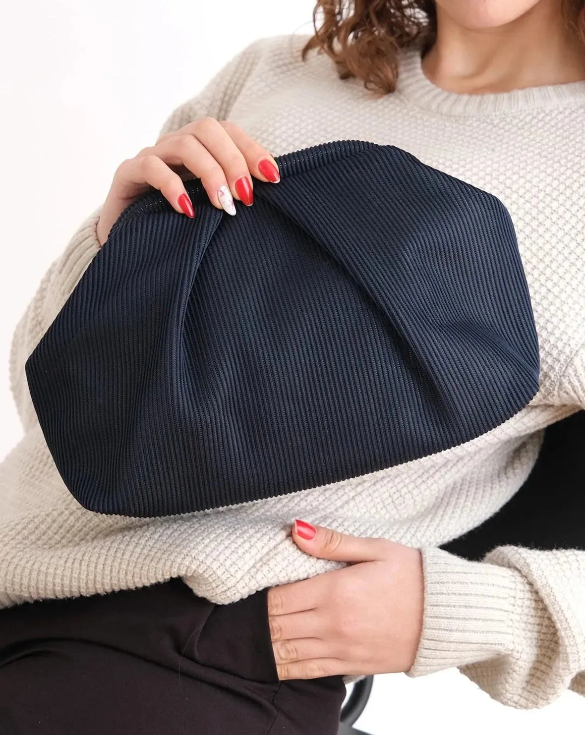 Elegant Neon Green Pleated Clutch Handbag