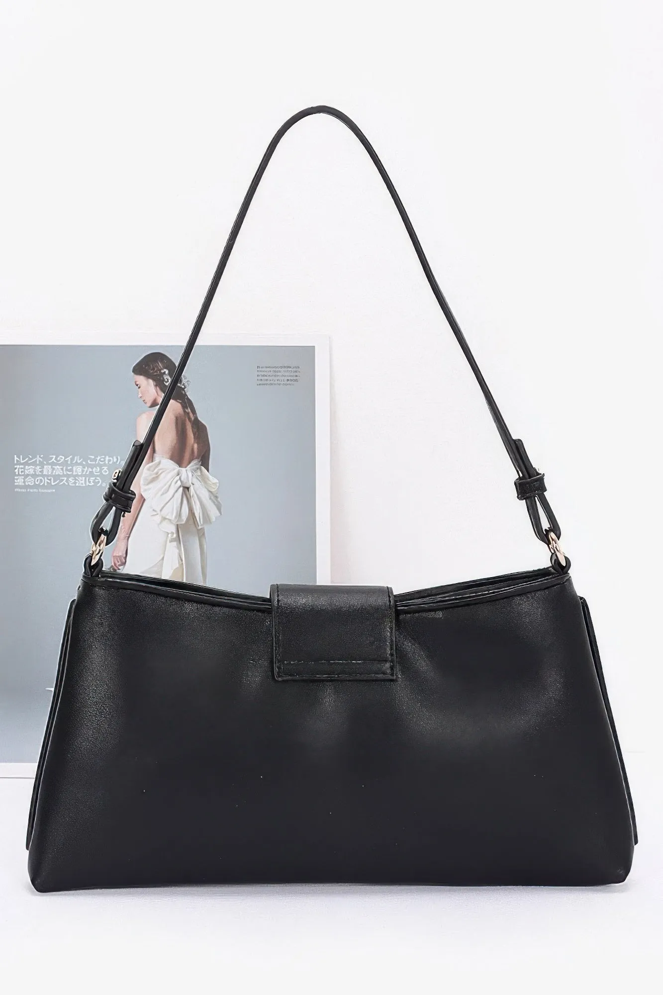 Faux Leather Eyelet Studded Shoulder Bag