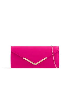 Fuchsia Suede Envelope Clutch Bag