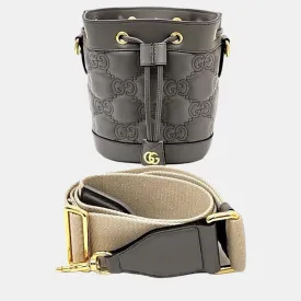 Grey Matelasse Leather GG Marmont Bucket Bag