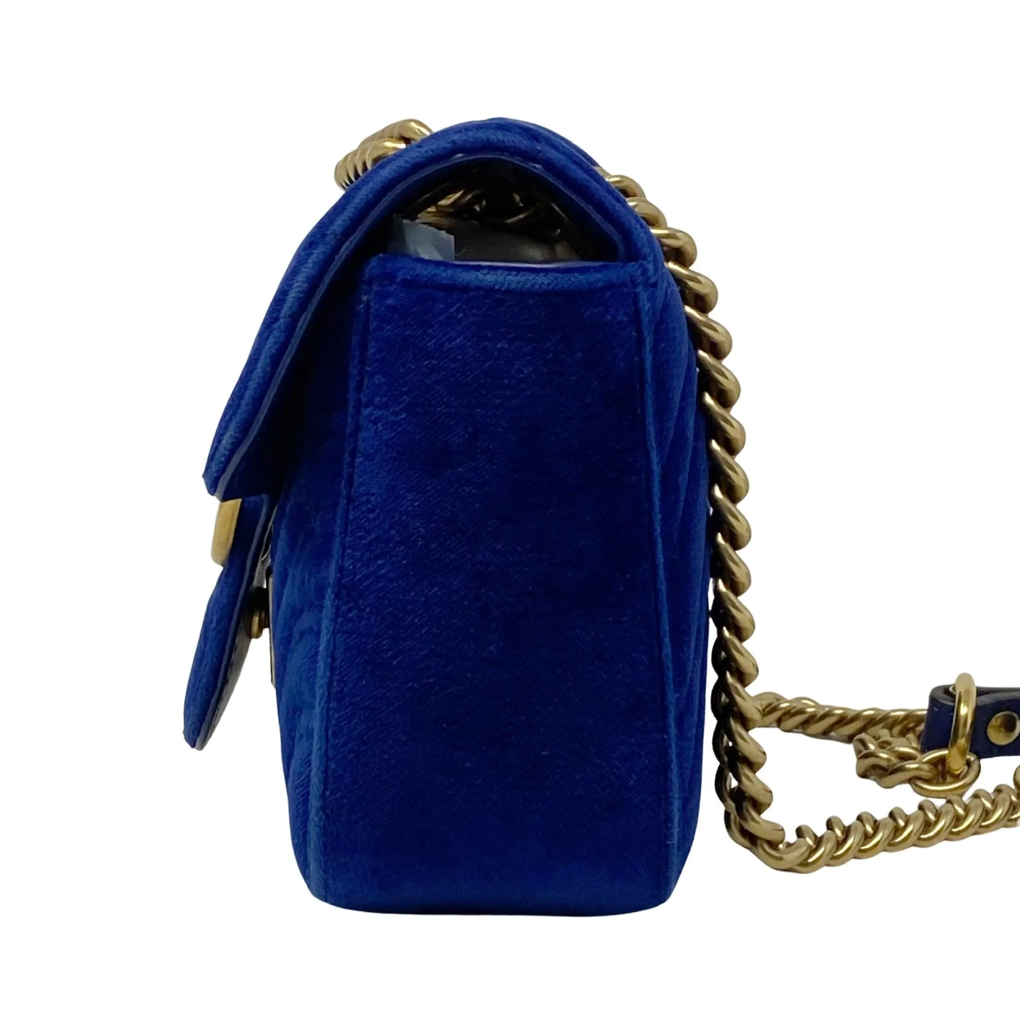 Gucci Blue Velvet Mini GG Marmont Bag