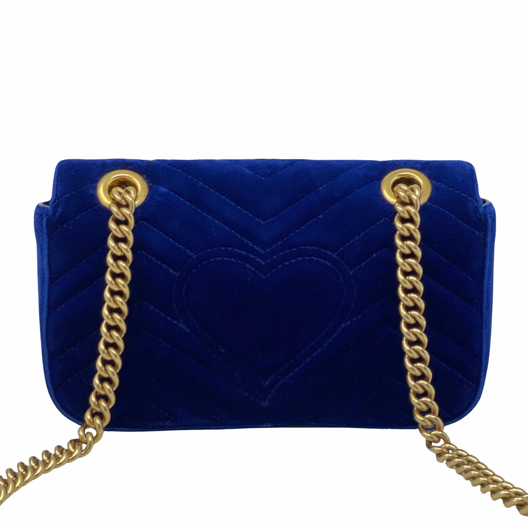 Gucci Blue Velvet Mini GG Marmont Bag