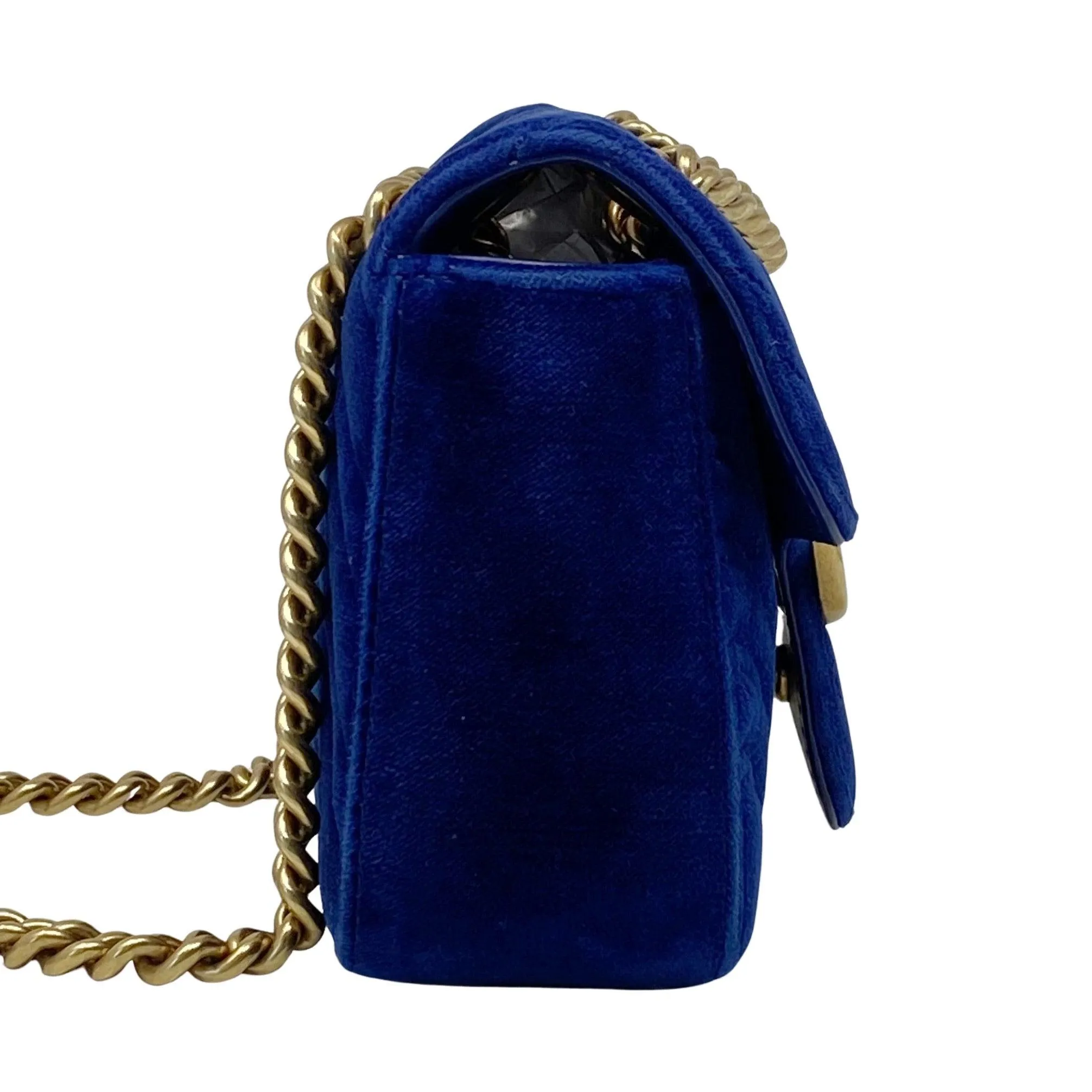 Gucci Blue Velvet Mini GG Marmont Bag