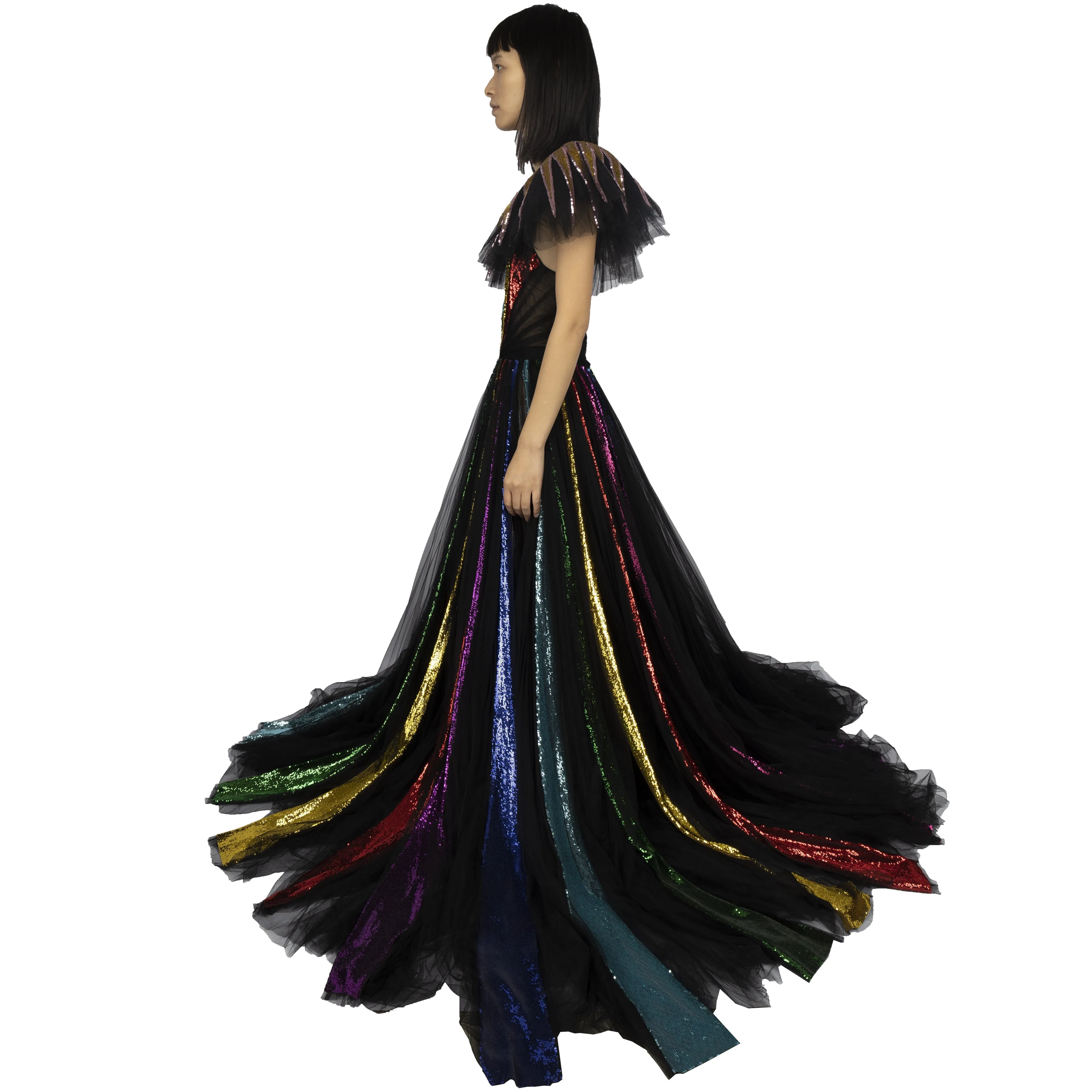 Gucci Embroidered Sequin Tulle Gown - '10s