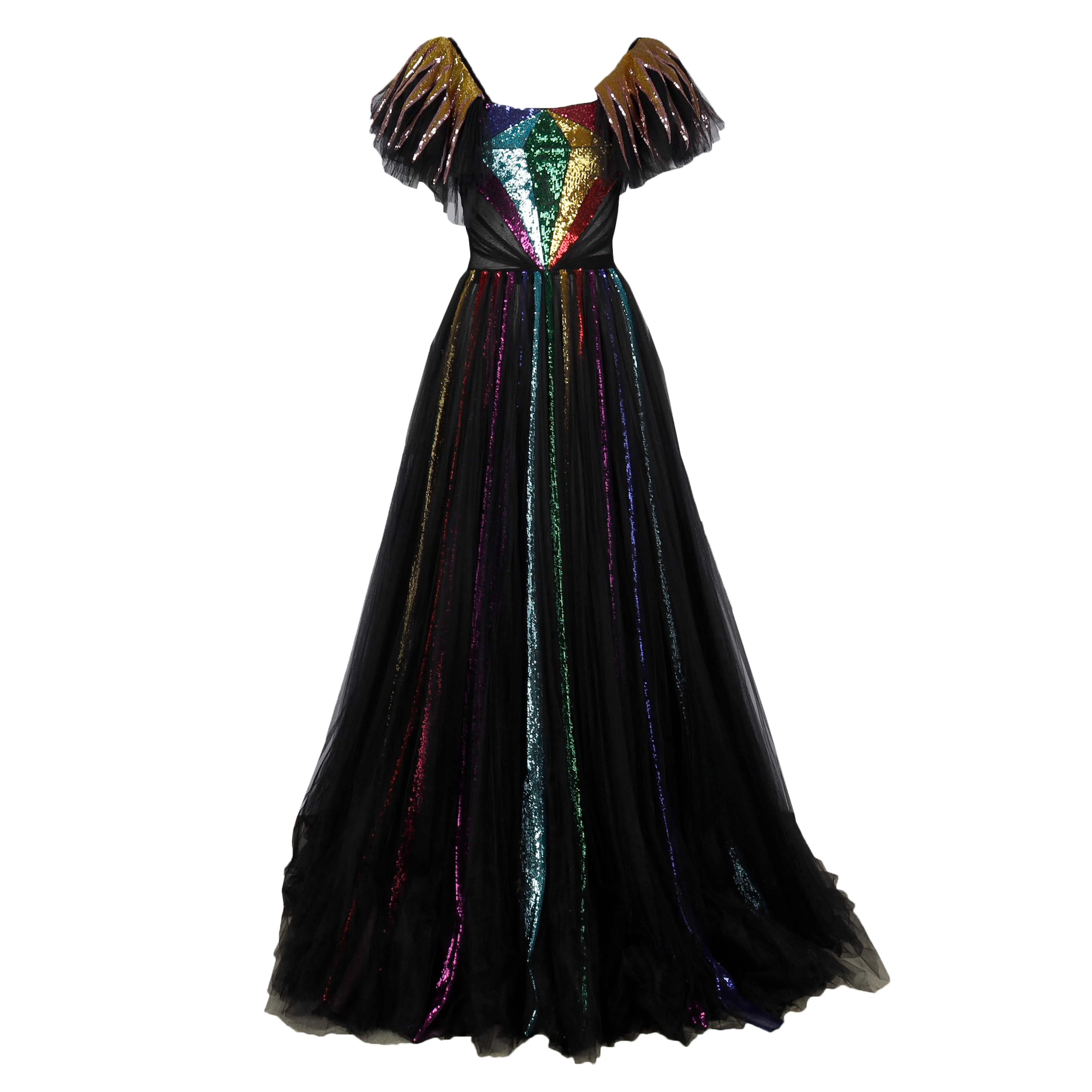 Gucci Embroidered Sequin Tulle Gown - '10s