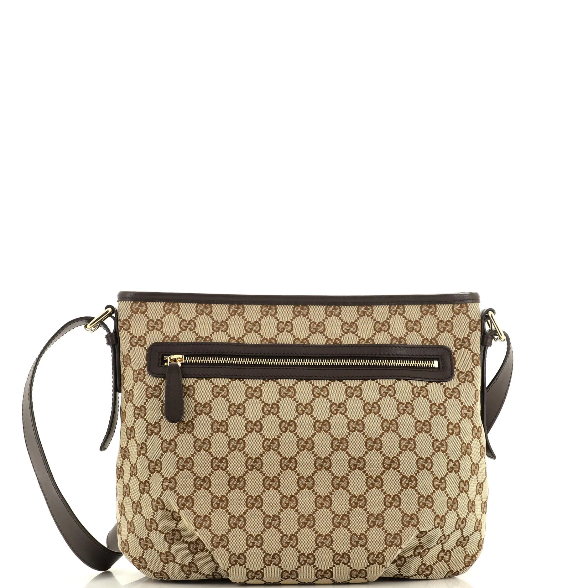 GUCCI Front Zip Messenger GG Canvas Medium