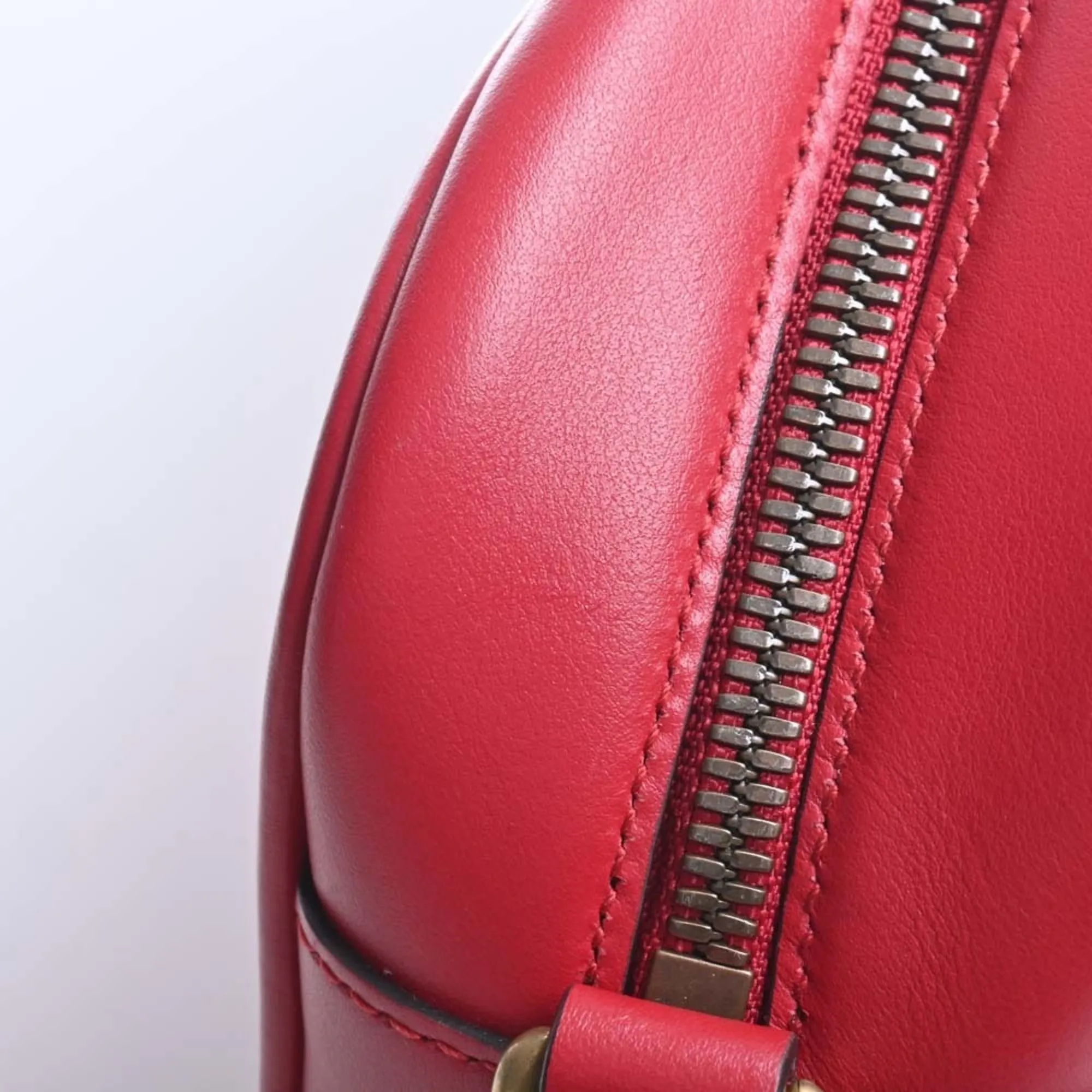 GUCCI GG Marmont Leather Chain Shoulder Bag 447632 Red Women's
