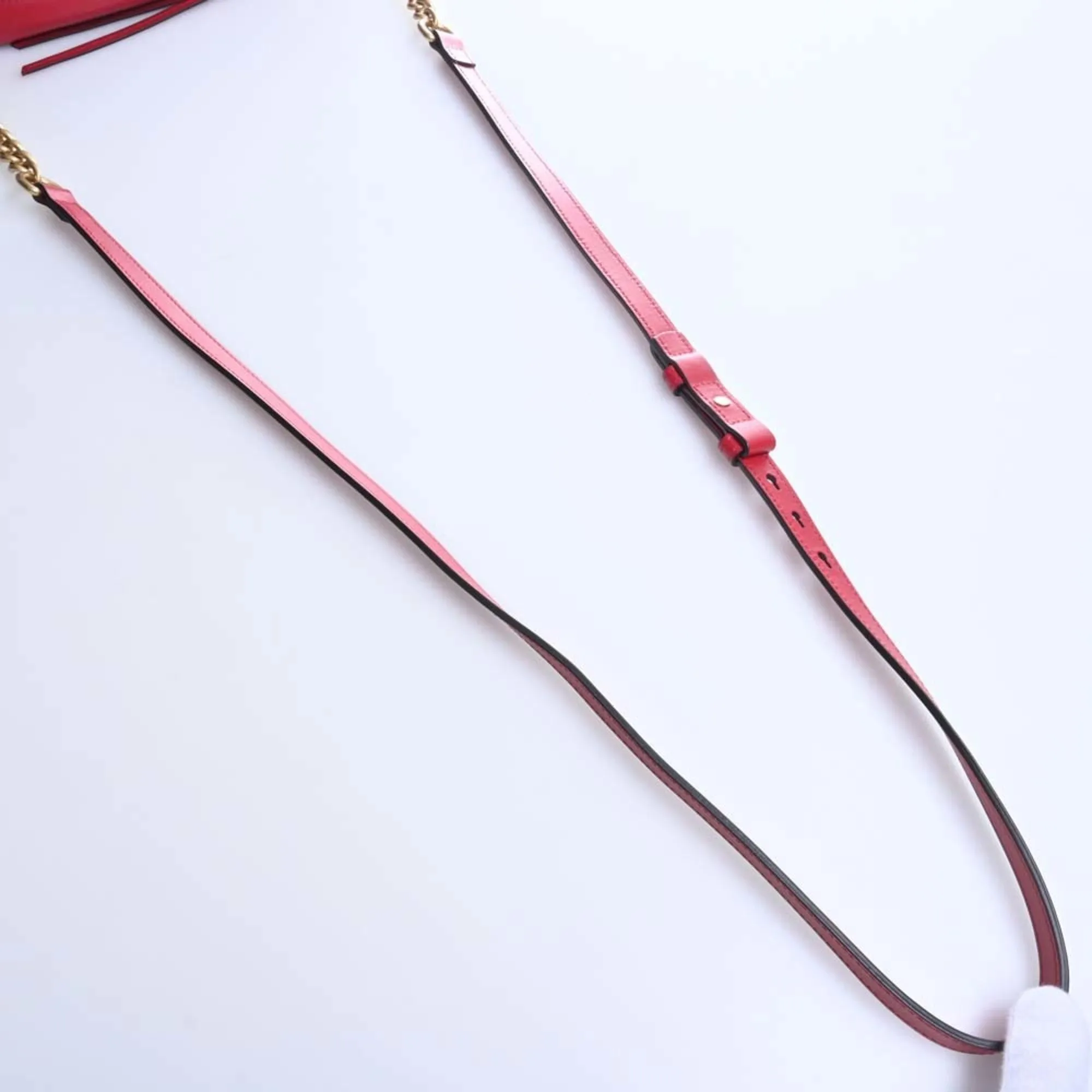 GUCCI GG Marmont Leather Chain Shoulder Bag 447632 Red Women's