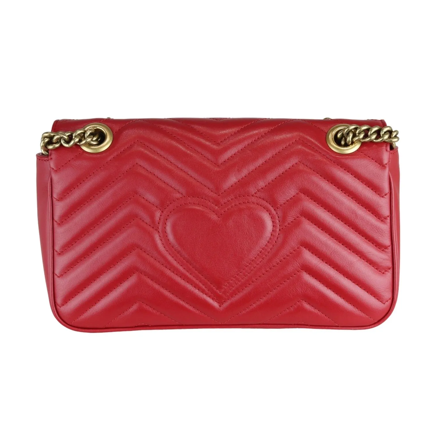 GUCCI GG Marmont Small Calfskin Matelasse Red GHW