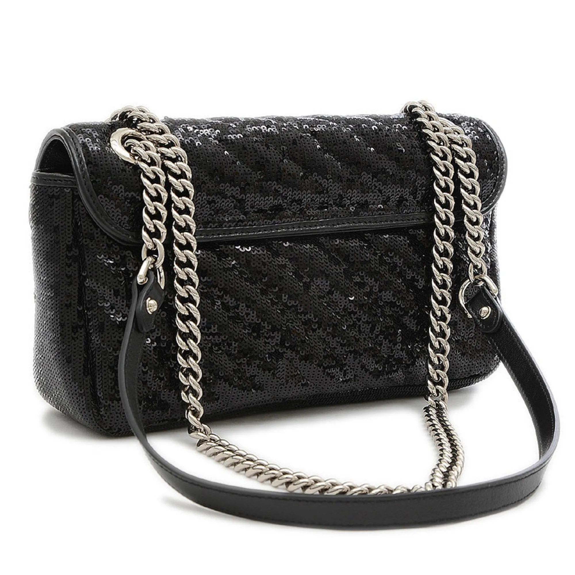 Gucci GG Marmont Small Sequin Shoulder Bag Black 443497