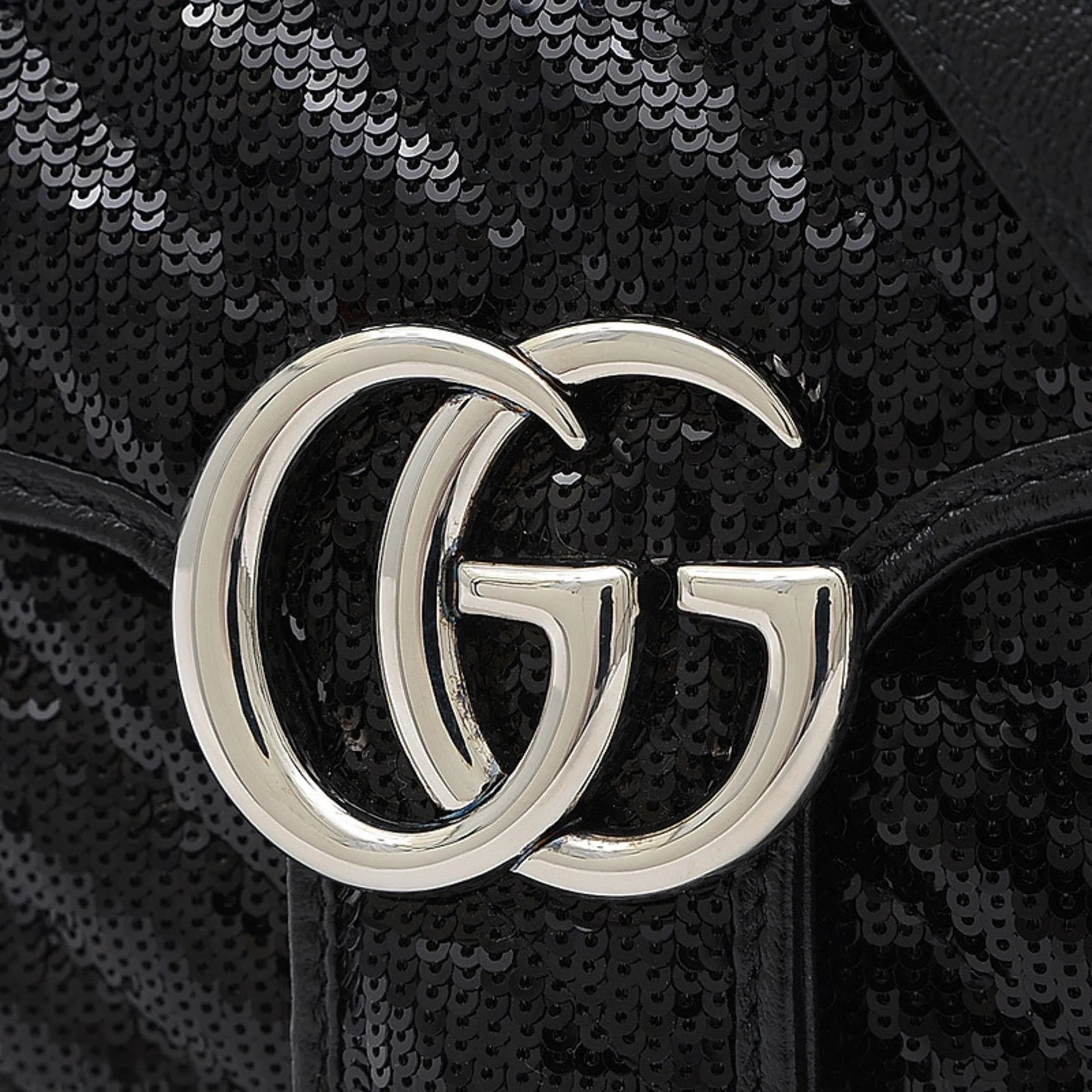 Gucci GG Marmont Small Sequin Shoulder Bag Black 443497