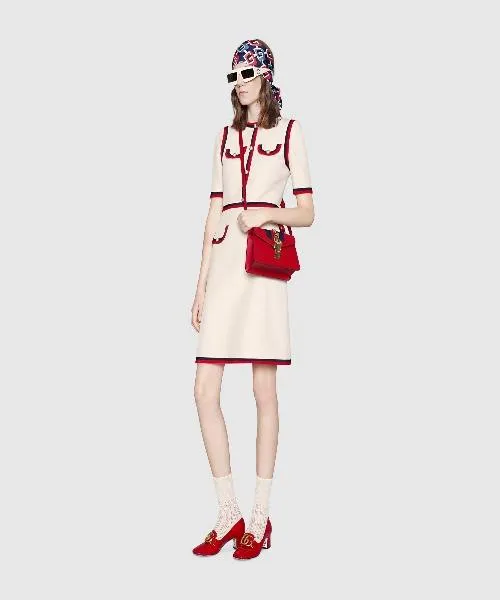 Gucci Sylvie Leather Mini Top Handle Hibiscus Red Bag