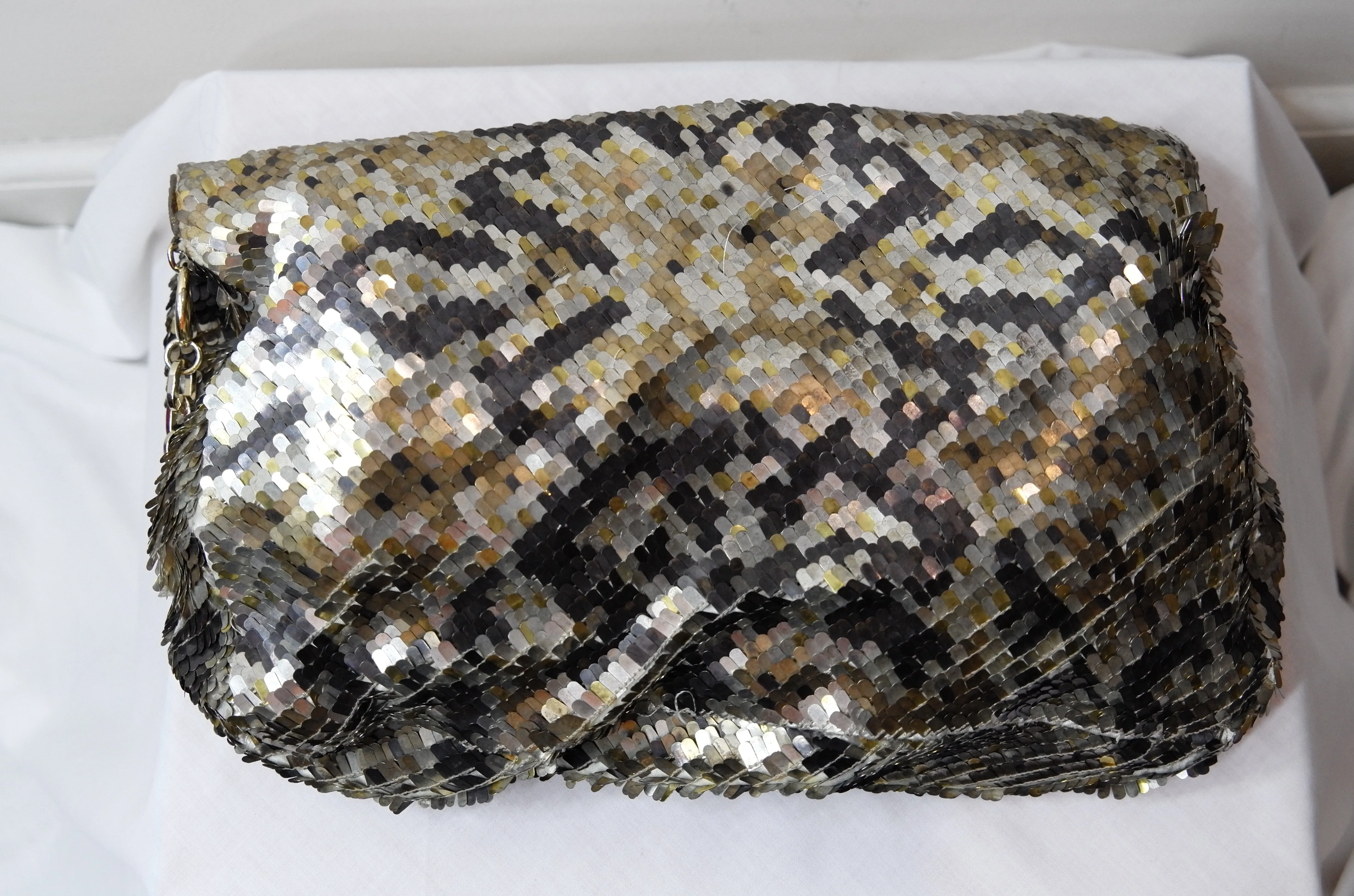 Jimmy Choo Metallic Chain Multicolor Sequin and Leather Shoulder Bag