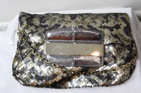 Jimmy Choo Metallic Chain Multicolor Sequin and Leather Shoulder Bag
