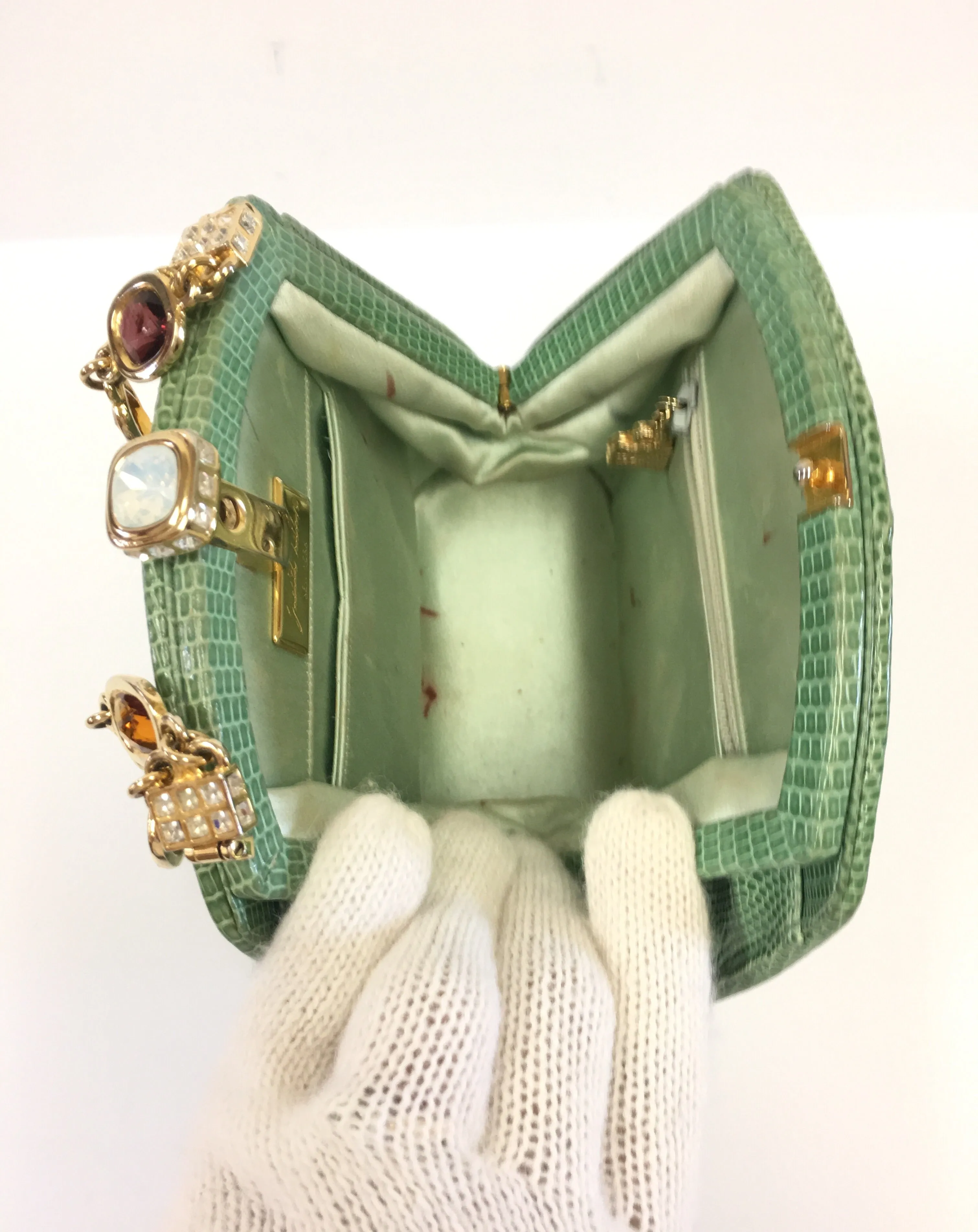 JUDITH LEIBER LIZARD EVENING CLUTCH JEWEL LINK CHAIN