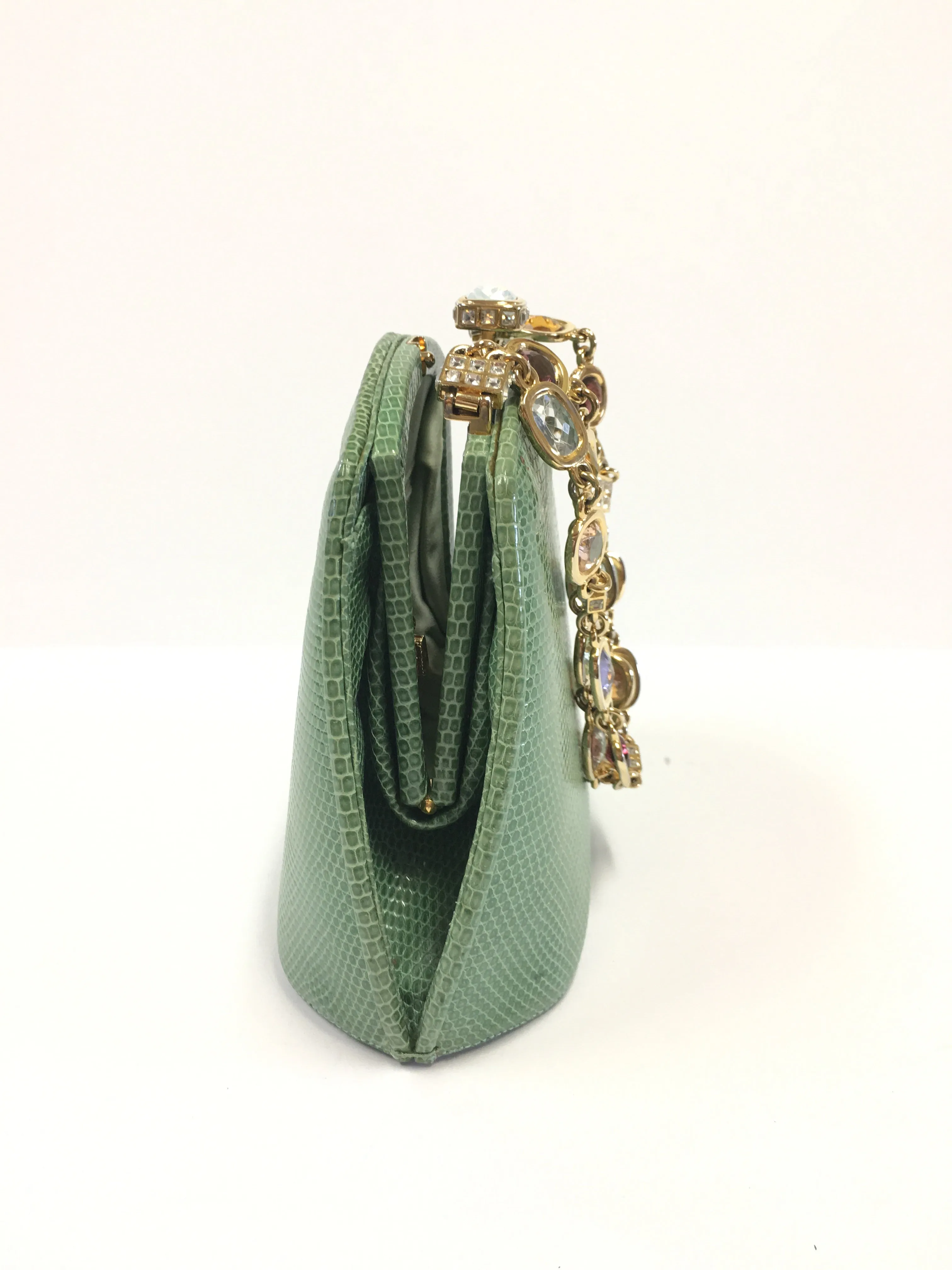 JUDITH LEIBER LIZARD EVENING CLUTCH JEWEL LINK CHAIN