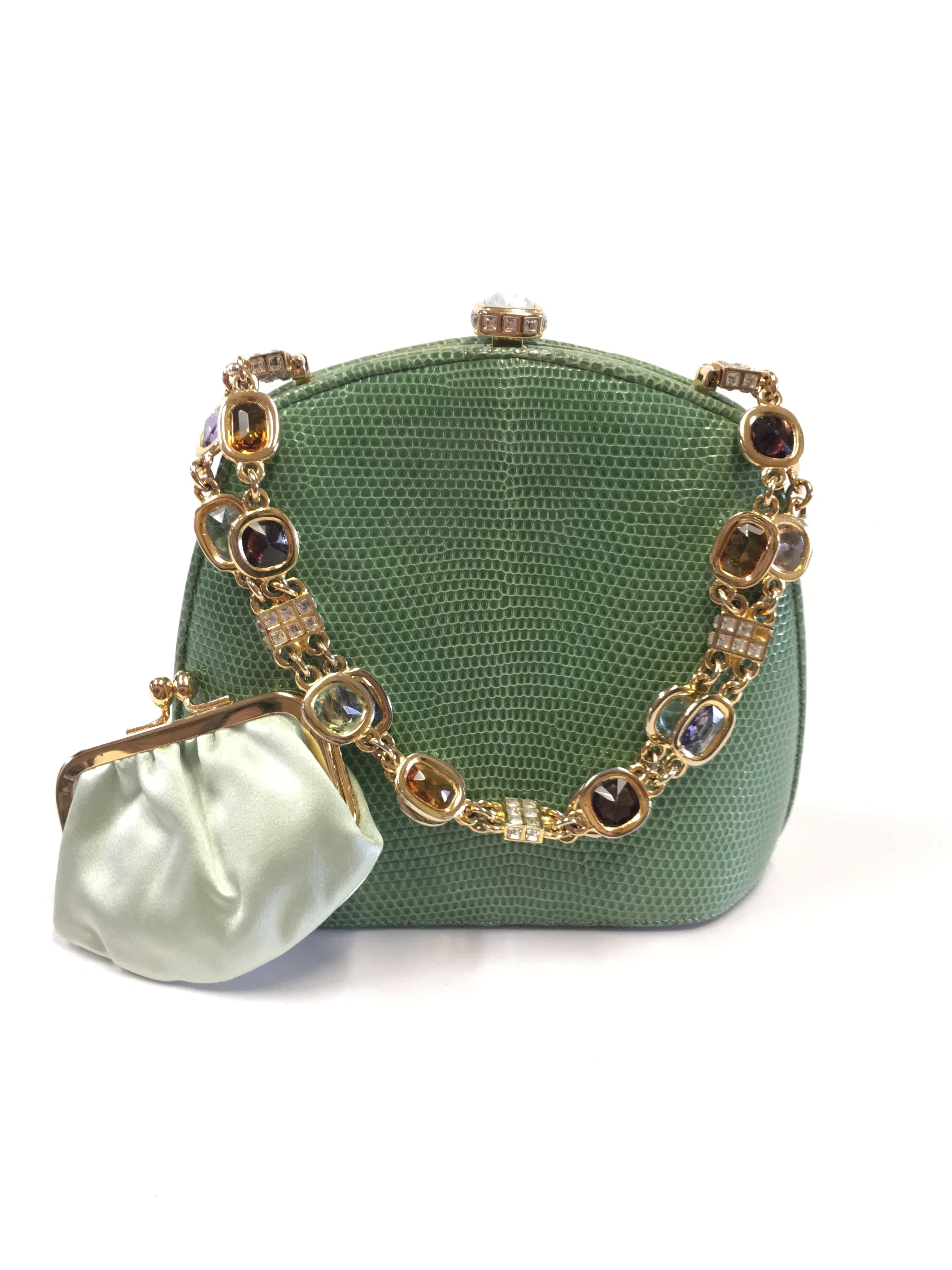 JUDITH LEIBER LIZARD EVENING CLUTCH JEWEL LINK CHAIN