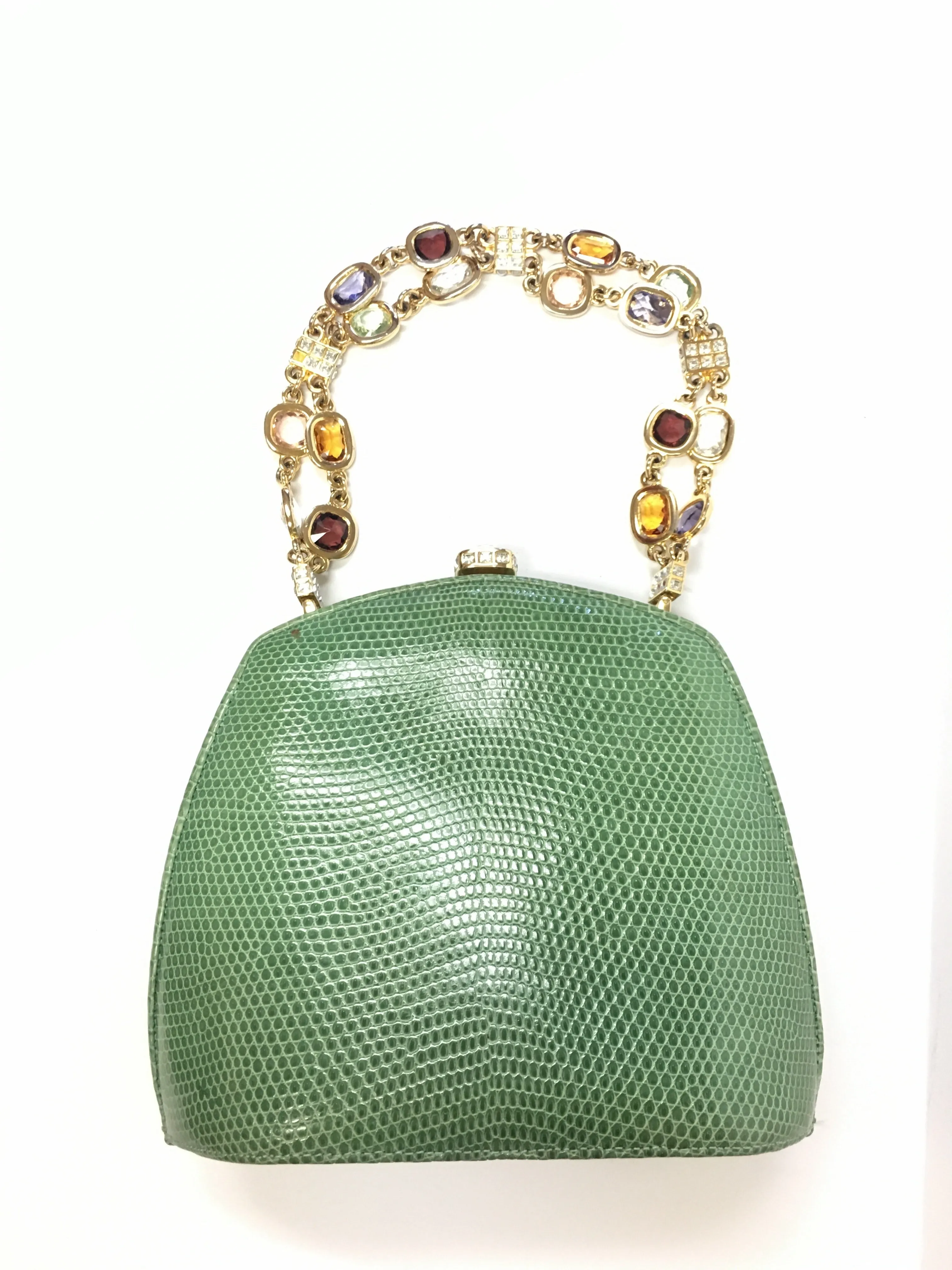 JUDITH LEIBER LIZARD EVENING CLUTCH JEWEL LINK CHAIN