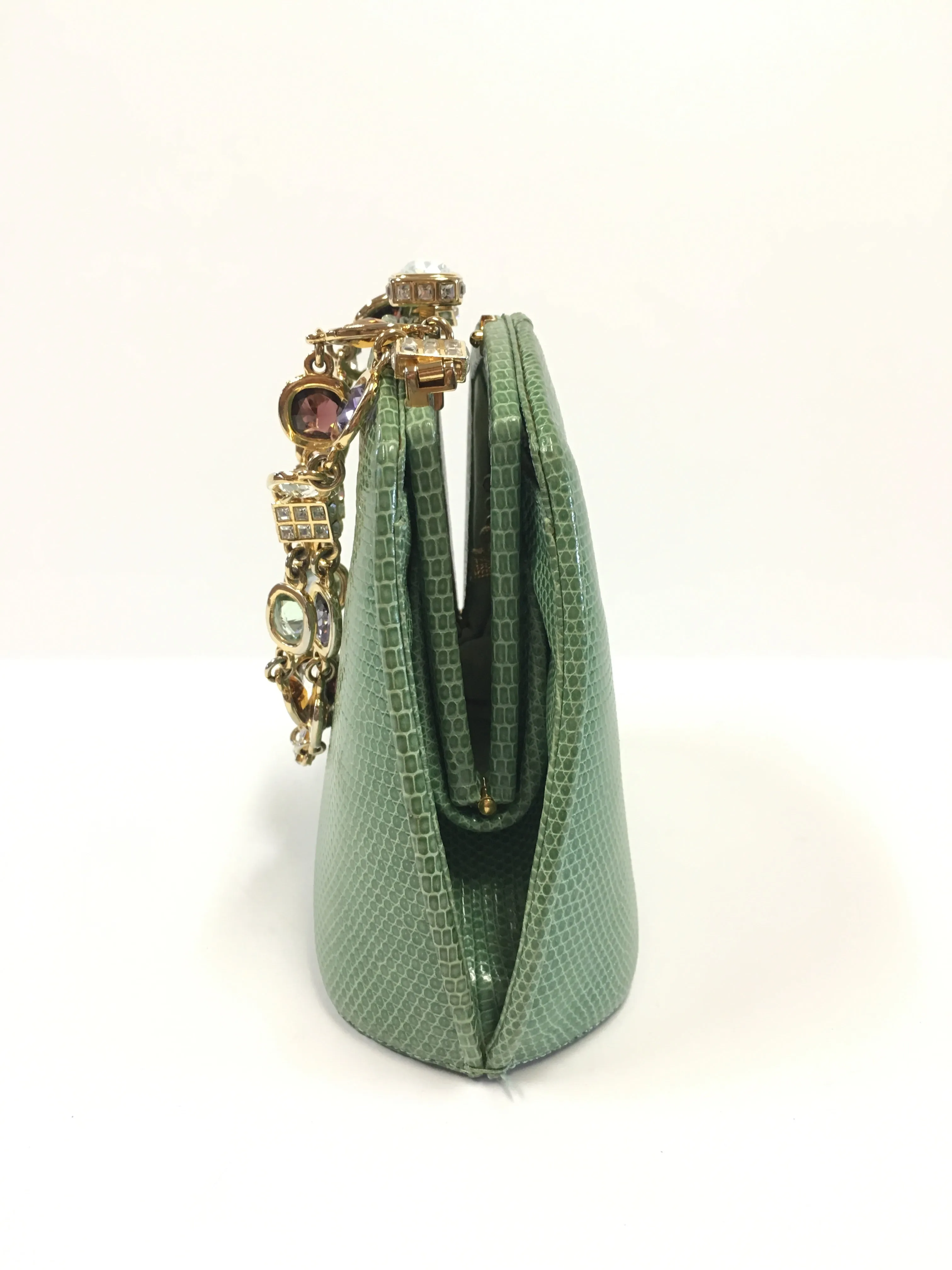 JUDITH LEIBER LIZARD EVENING CLUTCH JEWEL LINK CHAIN