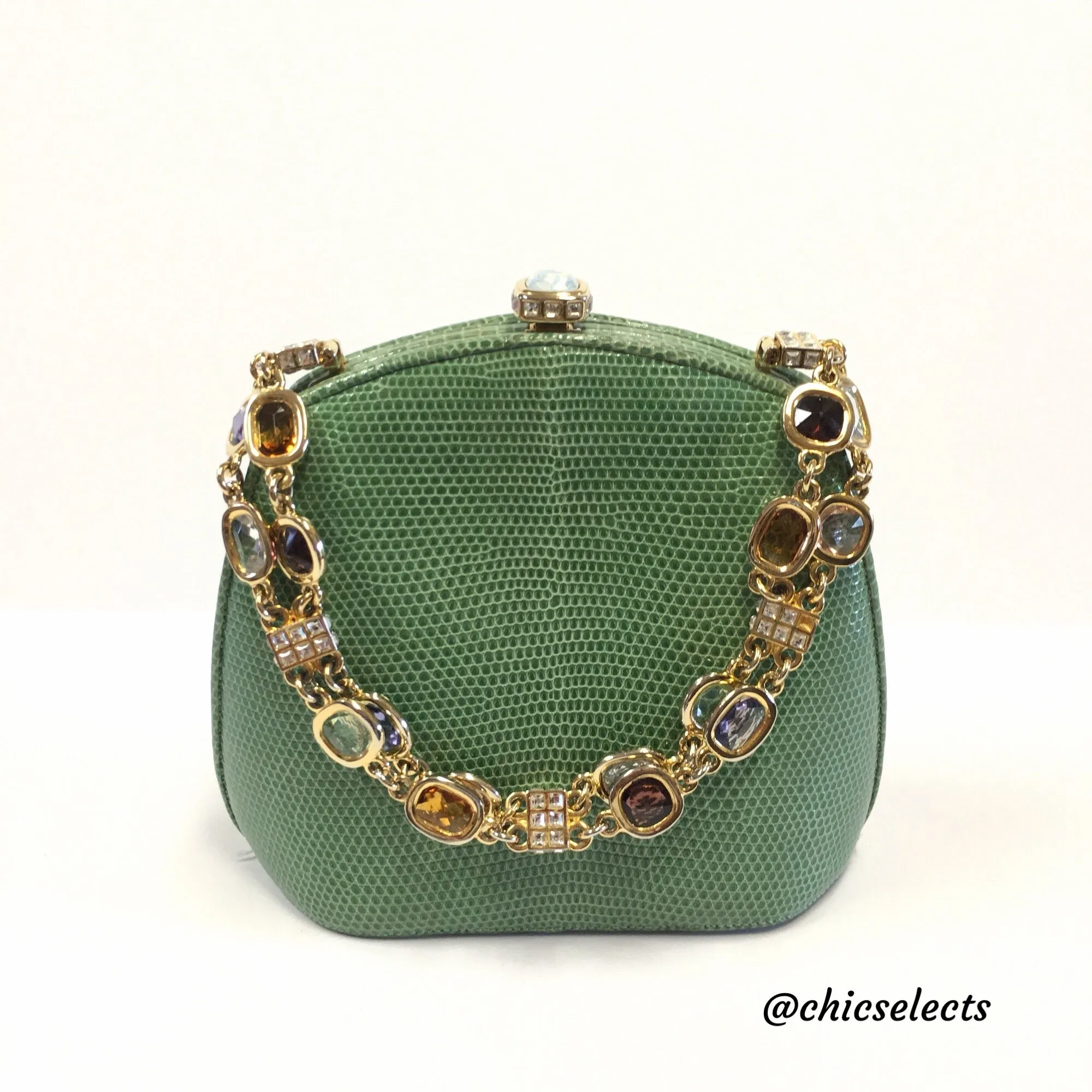 JUDITH LEIBER LIZARD EVENING CLUTCH JEWEL LINK CHAIN