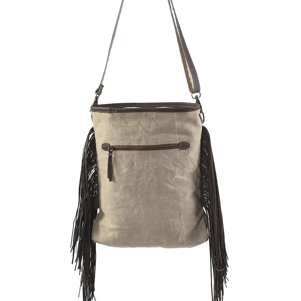 KB267 - KB267 -MESSENGER Real Cowhide Leather and Upcycled Canvas Ladies Bag 13 x 15 KB267 - KB267
