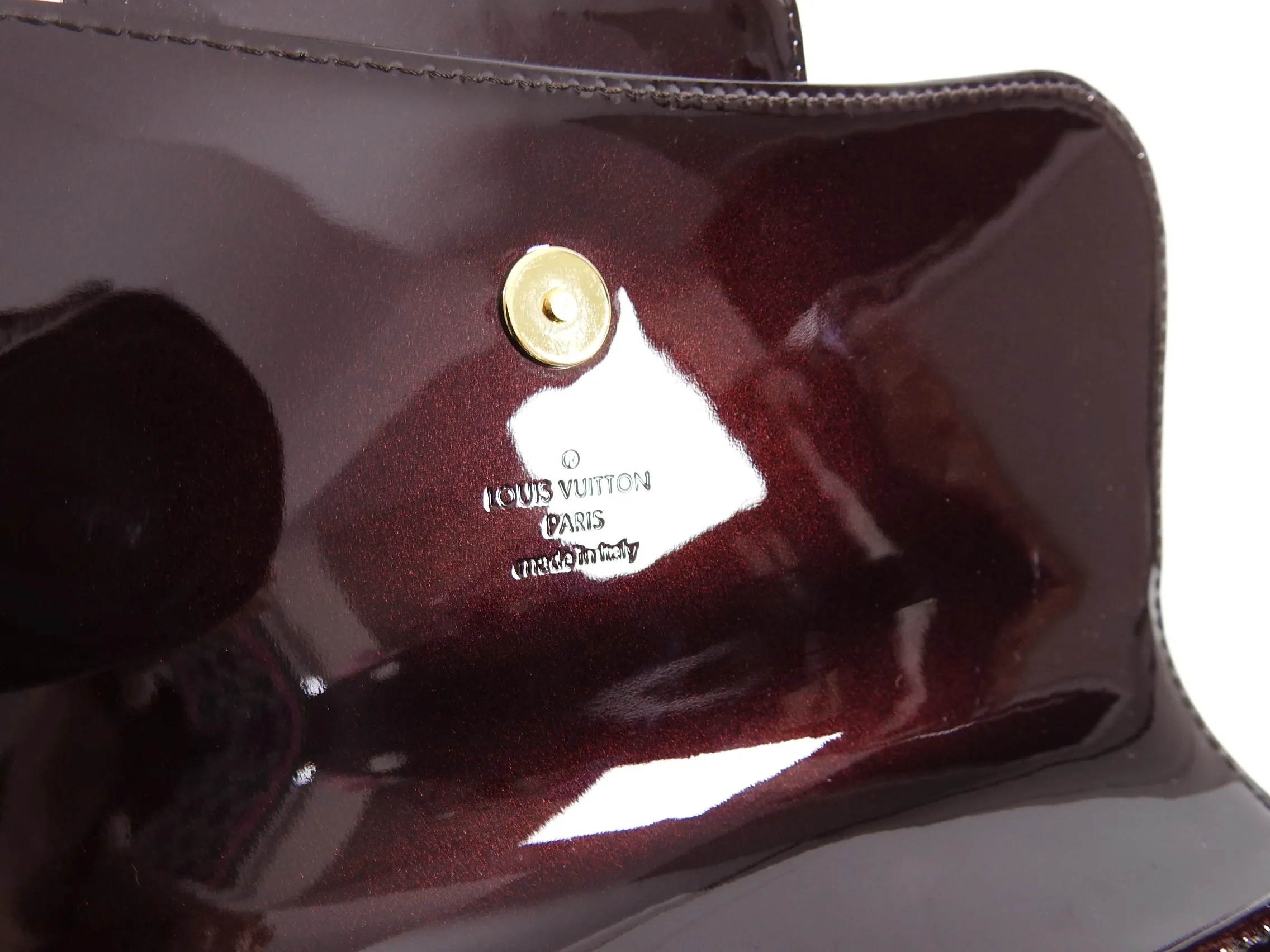 Louis Vuitton Vernis Amarante Patent Logo Sobe Clutch Bag