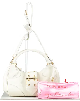 LUIZA BARCELOS Off White Leather Baguette Bag