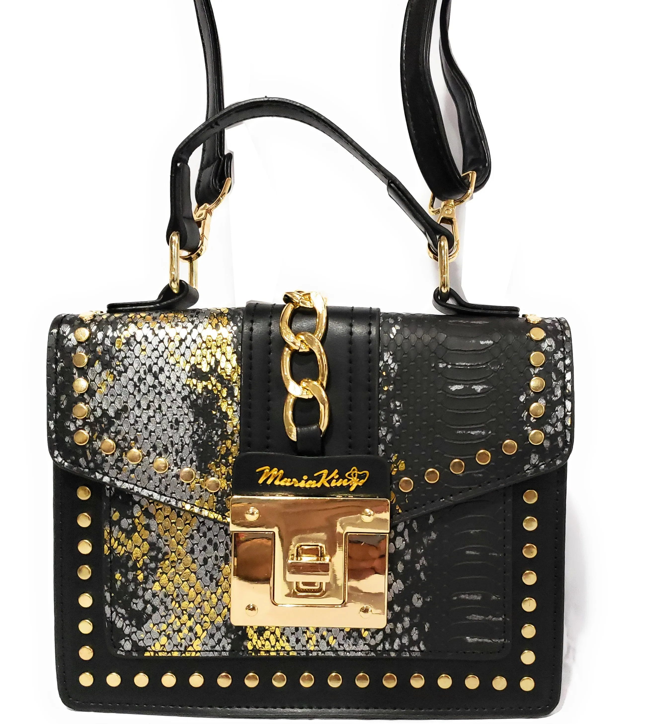 MariaKinz Fashion Bag: Square Crossbody/Shoulder with Top Handle Blue Bag