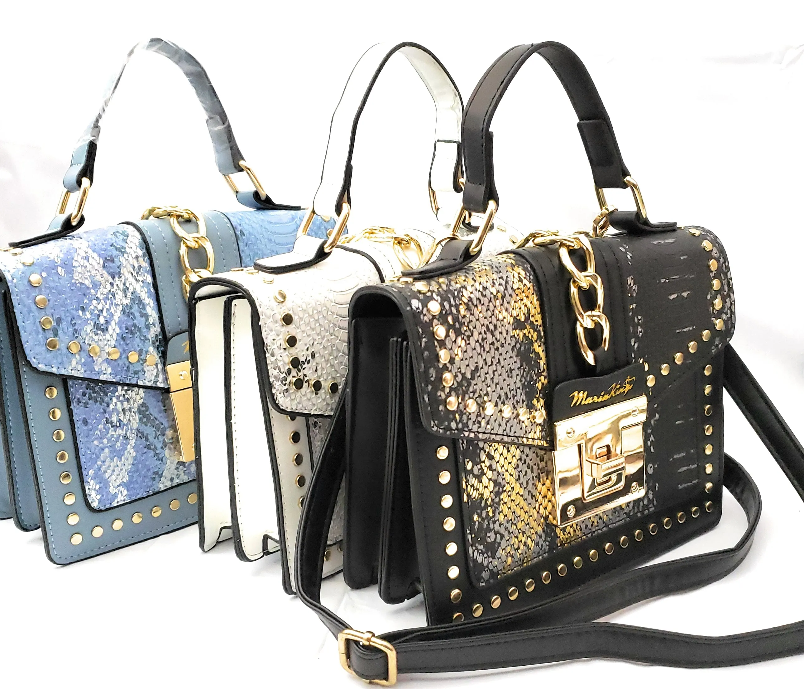 MariaKinz Fashion Bag: Square Crossbody/Shoulder with Top Handle Blue Bag