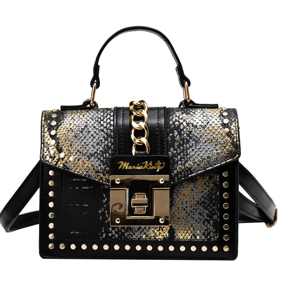 MariaKinz Fashion Bag: Square Crossbody/Shoulder with Top Handle Blue Bag