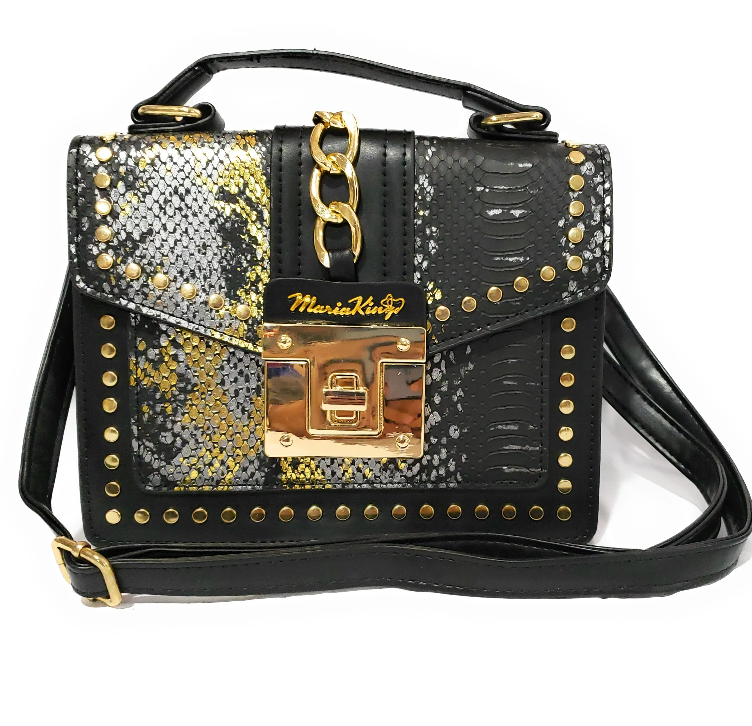 MariaKinz Fashion Bag: Square Crossbody/Shoulder with Top Handle Blue Bag