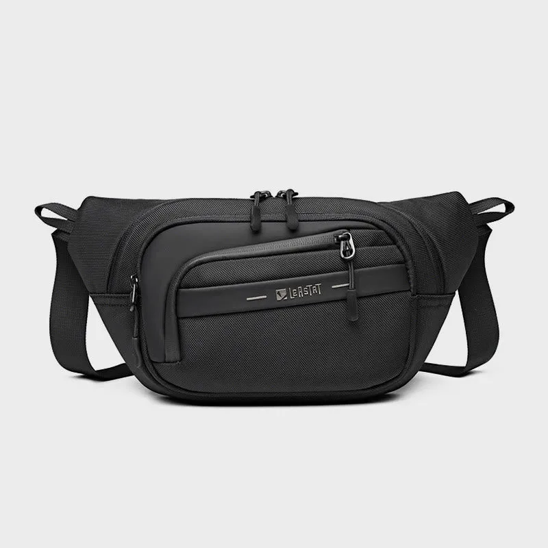 Men's Portable Waist Bag Simple Casual Adjustable Large Capacity Waterproof Belt Messenger Bag