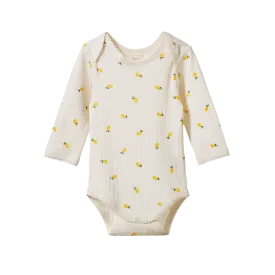 Nature Baby Long Sleeve Bodysuit Pointelle - Lemon Print