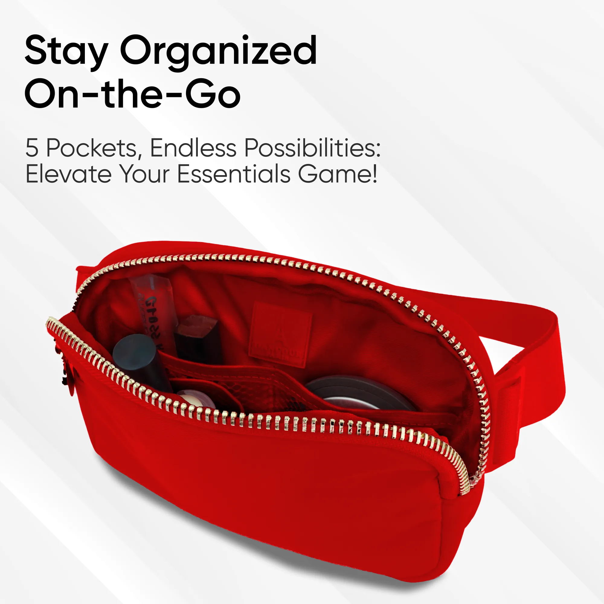 Nylon Belt Bag - Red Fanny Pack For Women - Crossbody Bag Waist Pack Bum Bag