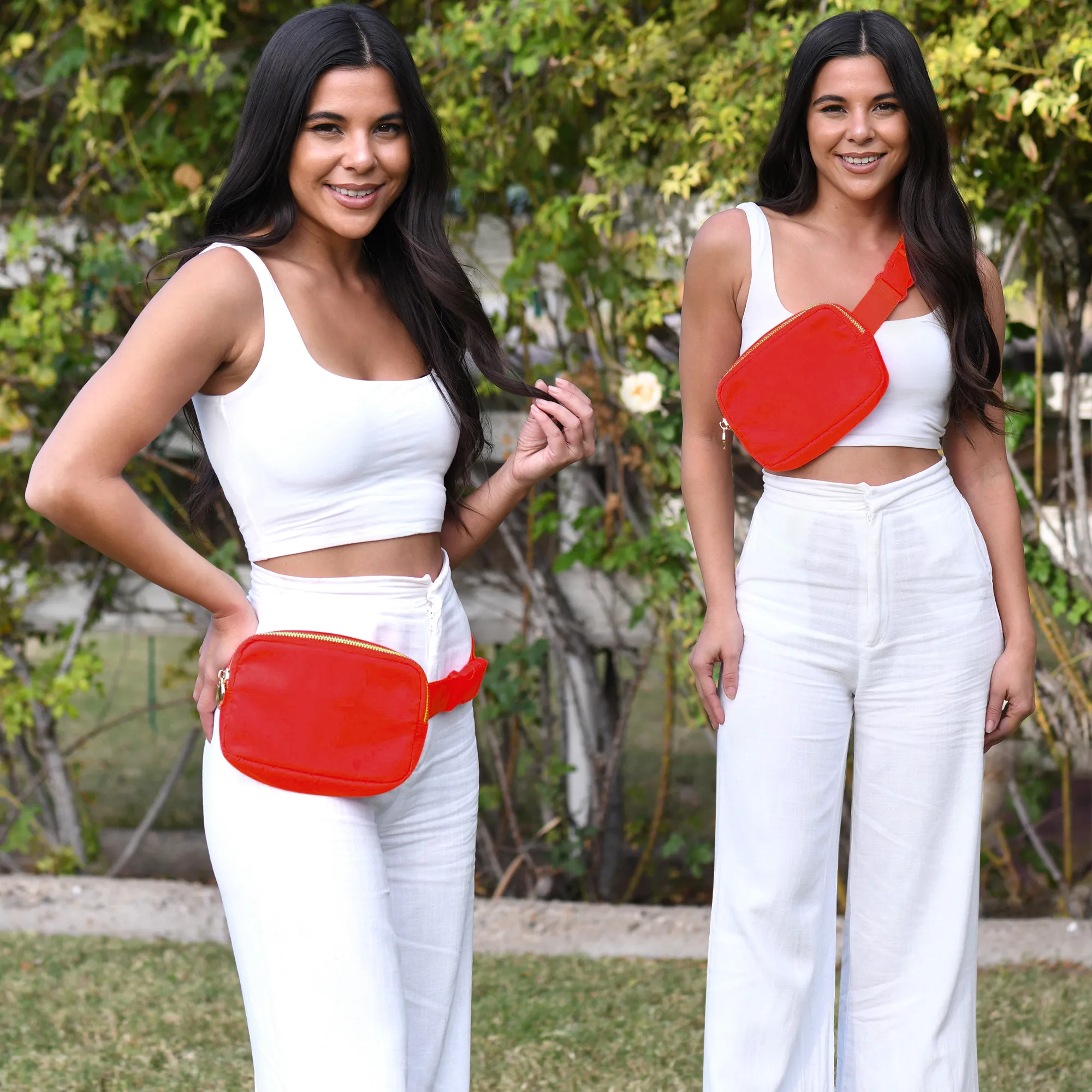 Nylon Belt Bag - Red Fanny Pack For Women - Crossbody Bag Waist Pack Bum Bag