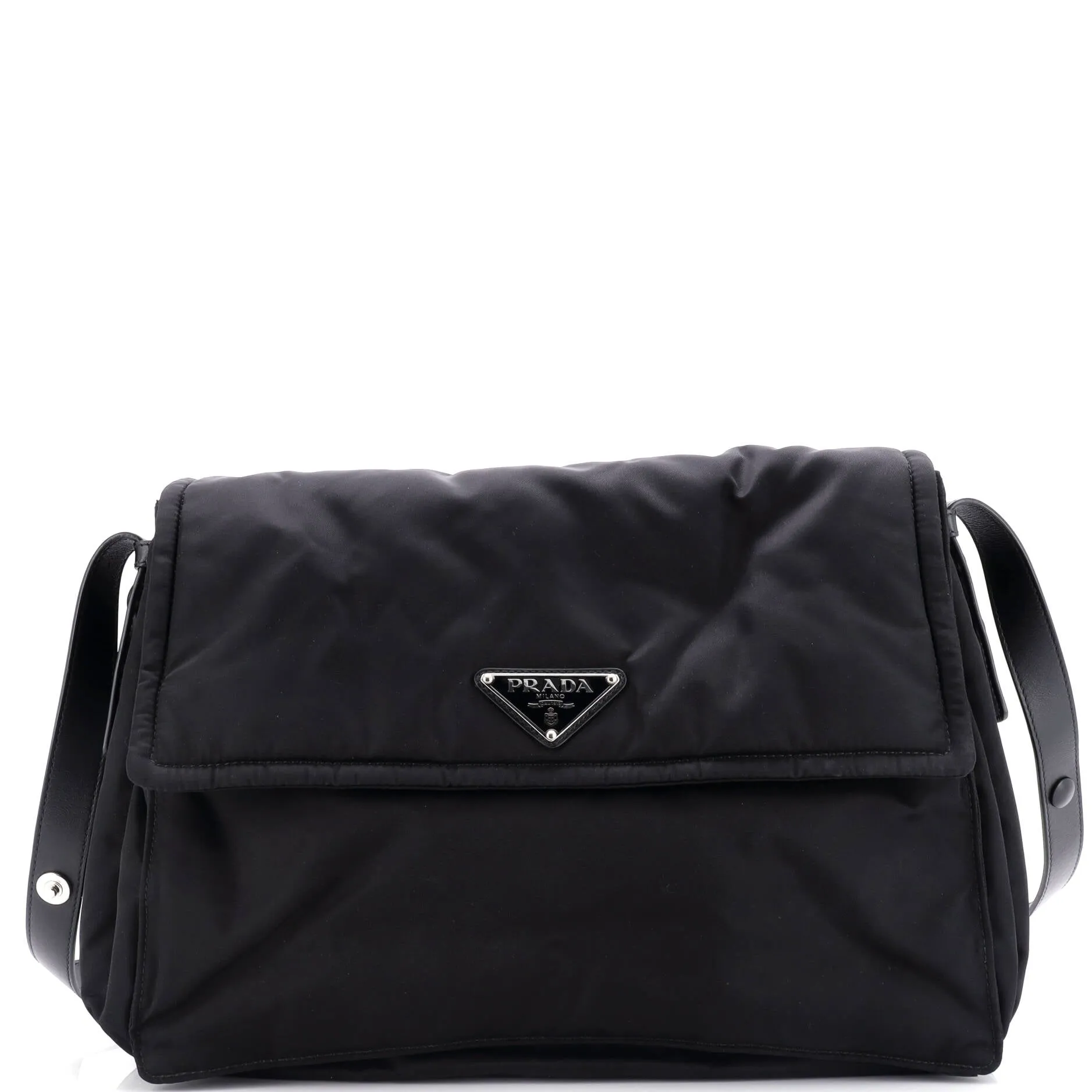 Padded Flap Shoulder Bag Re-Nylon Large