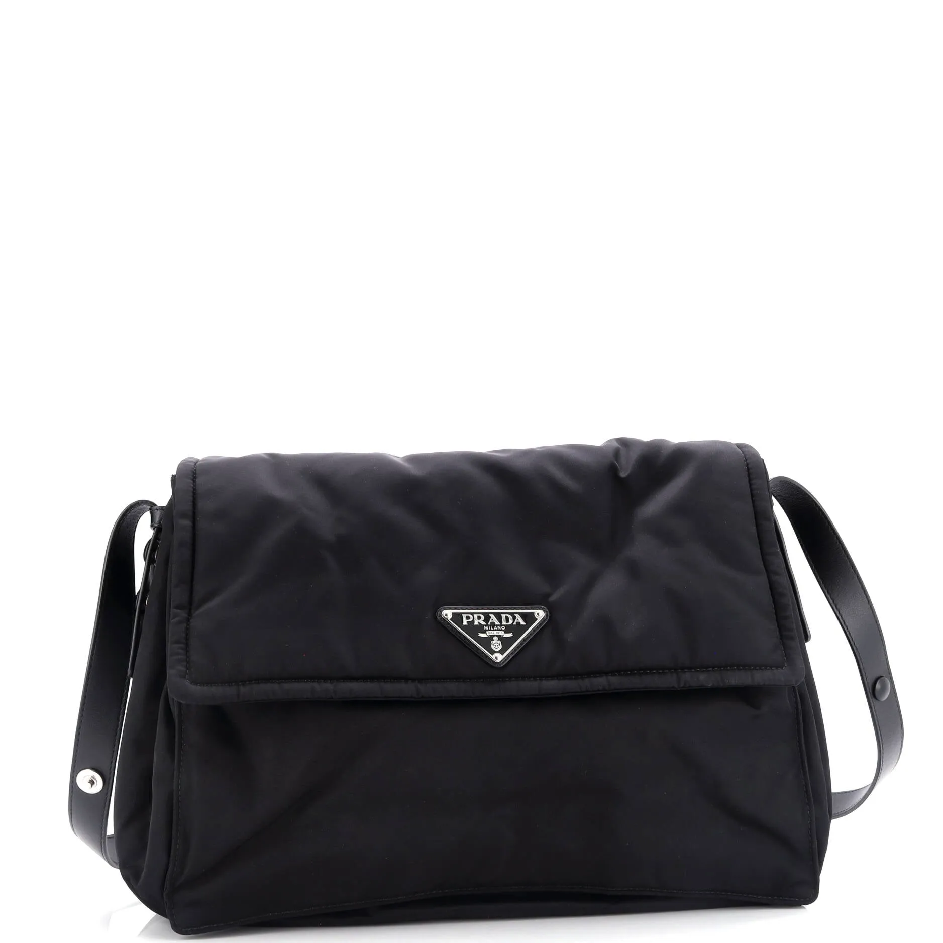 Padded Flap Shoulder Bag Re-Nylon Large