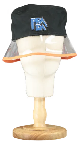 Prada Black Cotton Logo Bucket Hat One Size