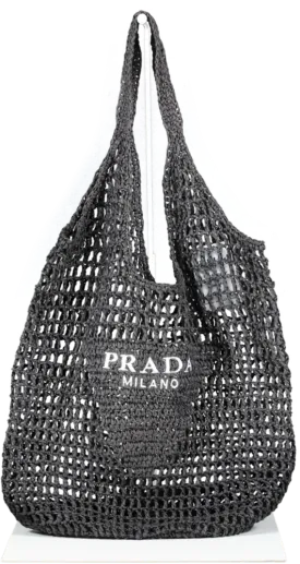 Prada Black Crochet Tote Bag