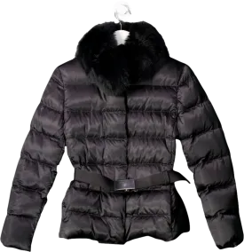 Prada Black Down Jacket With Fur Collar UK 6