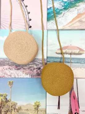 "Summer Happy Hour" Mini Straw Cross Body Bag