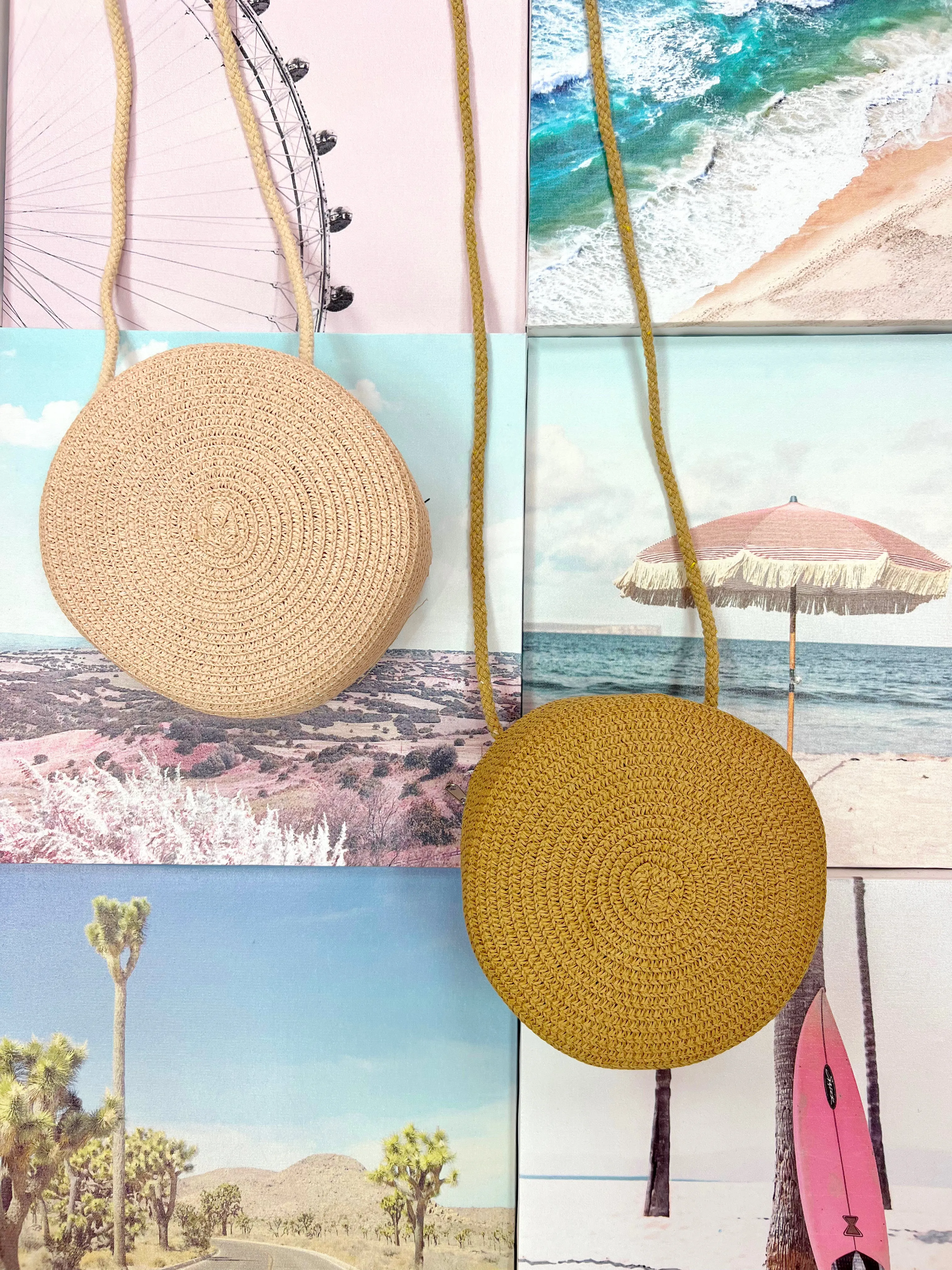 "Summer Happy Hour" Mini Straw Cross Body Bag
