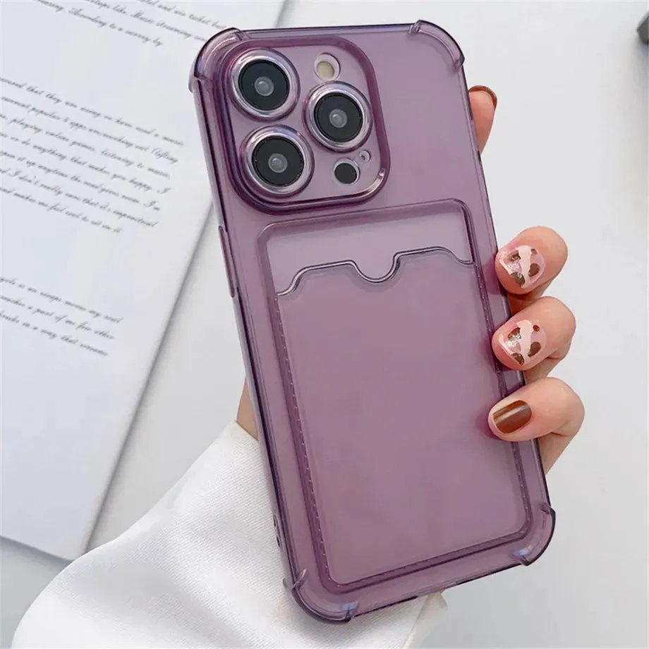 Transparent Card Slot Bag Holder Case for iPhone