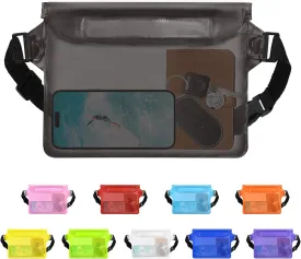 Waterproof Pouch with Adjustable Waist Strap, Waterproof Dry Bag, Keeps Cell Phones and Valuables Safe and Dry, Perfect for Kayaking, Beach, Camping and Swimming (Black)