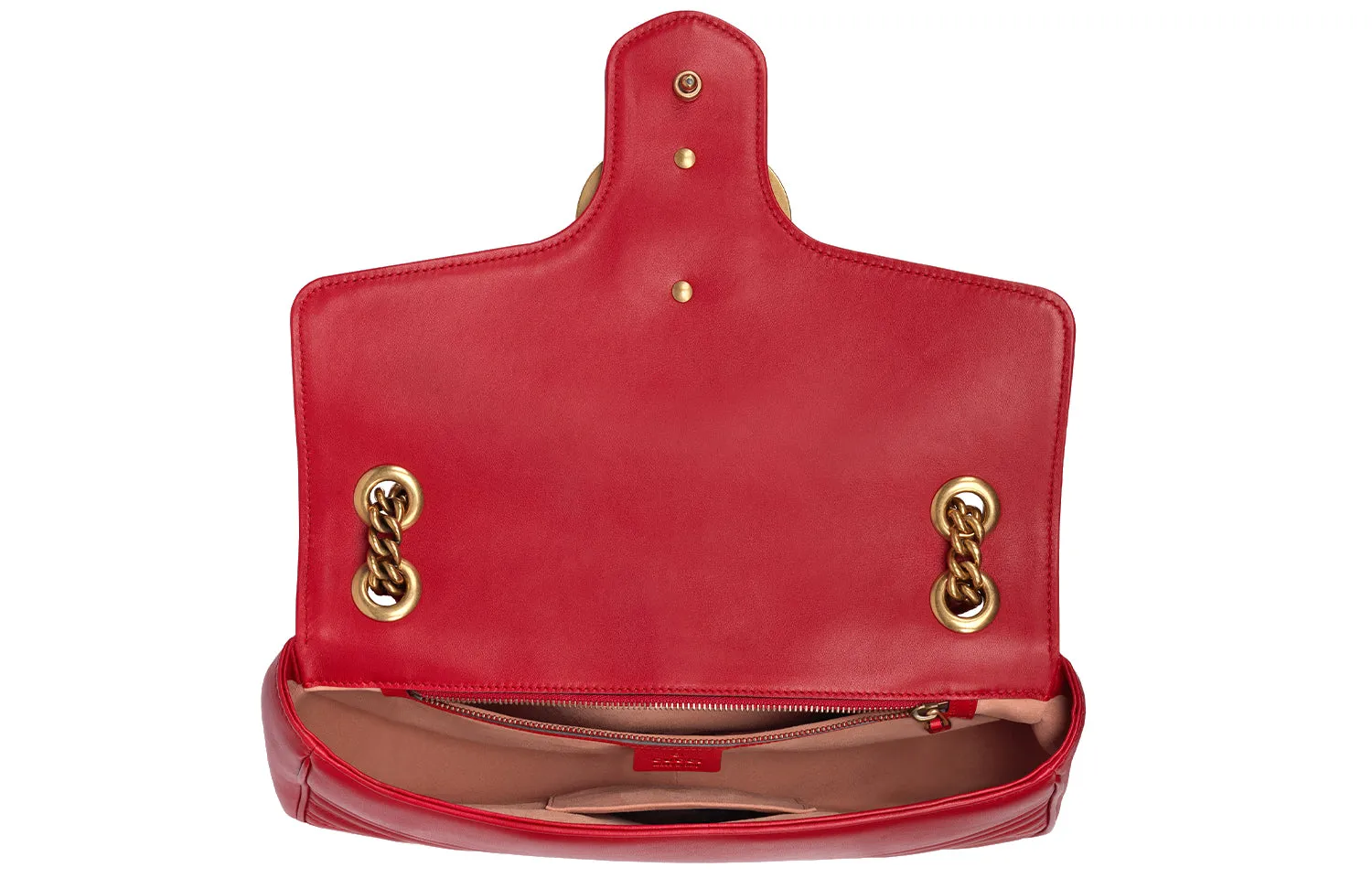 (WMNS) GUCCI GG Marmont Gold Logo Distress Leather Chain Shoulder Messenger Bag Red Classic