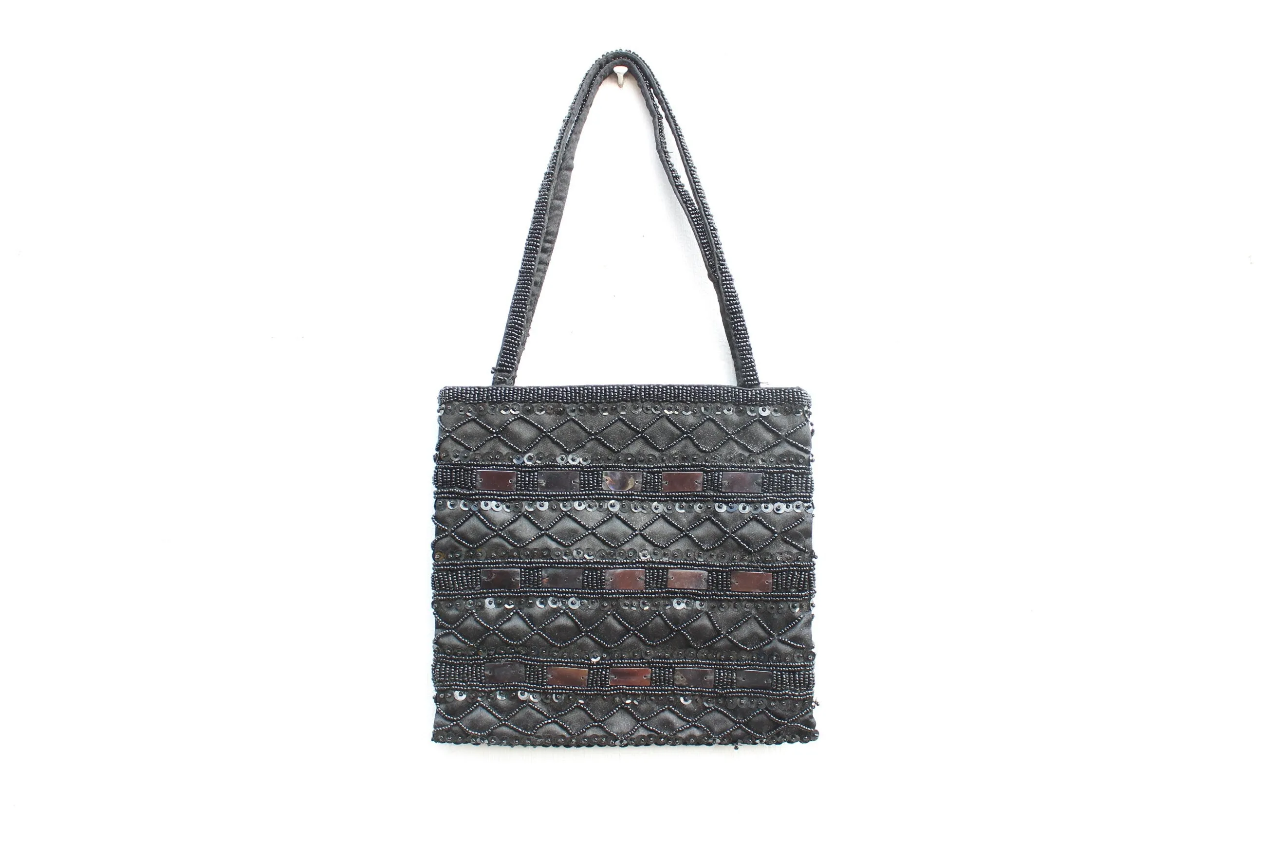 Y2K Small Black Sequin Beaded Evening Bag
