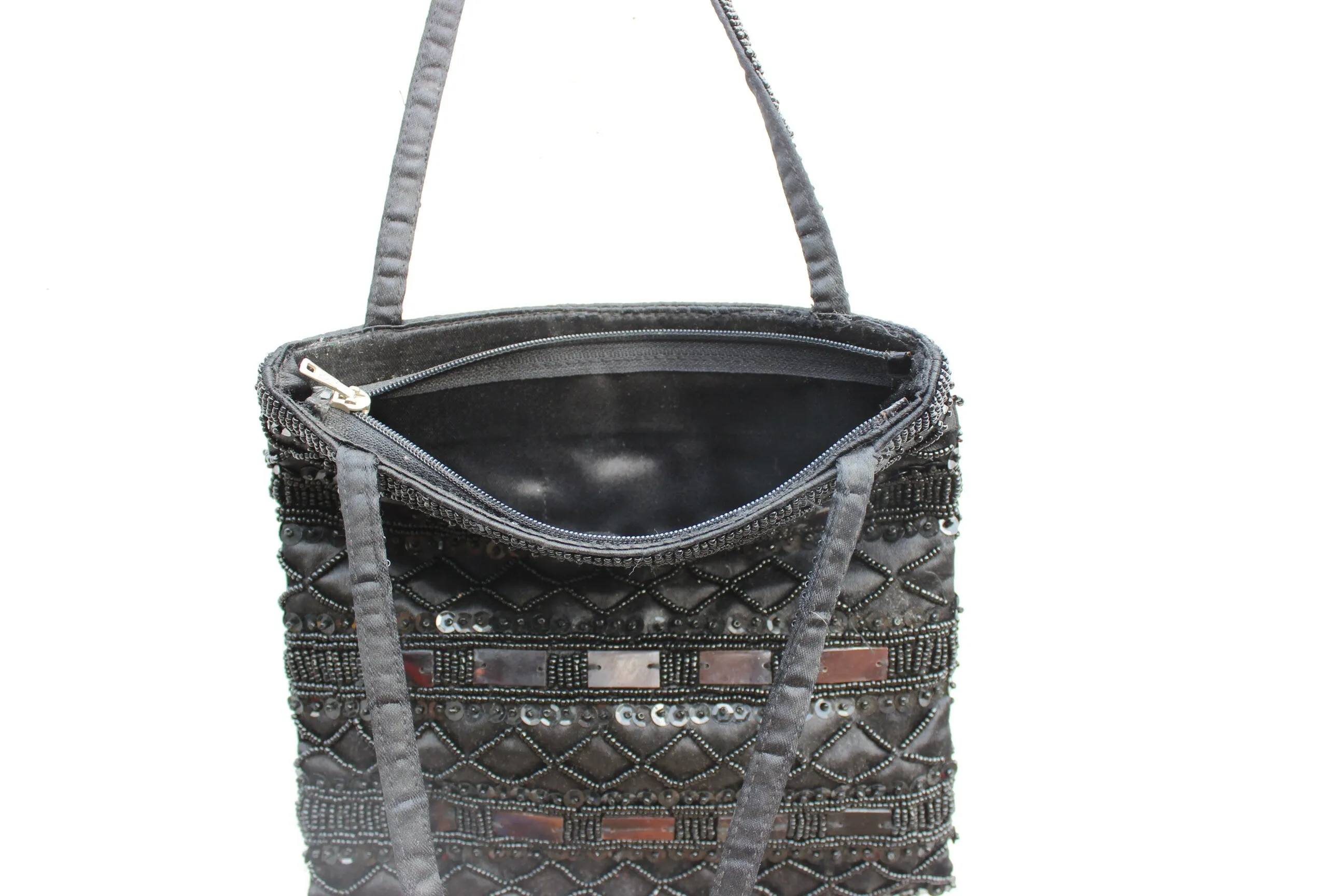 Y2K Small Black Sequin Beaded Evening Bag